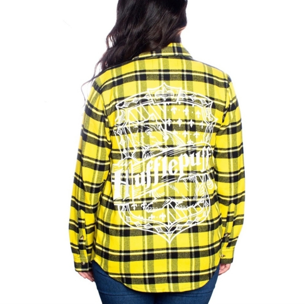 Cakeworthy Harry Potter Hufflepuff Plaid Flannel Shirt Unisex XL